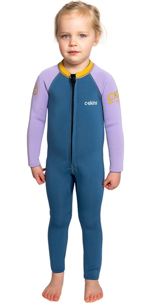 2026 C-Skins Nuwave C-Kid Front Zip Wetsuit C-NBA32ST - Steel Blue / Lilac